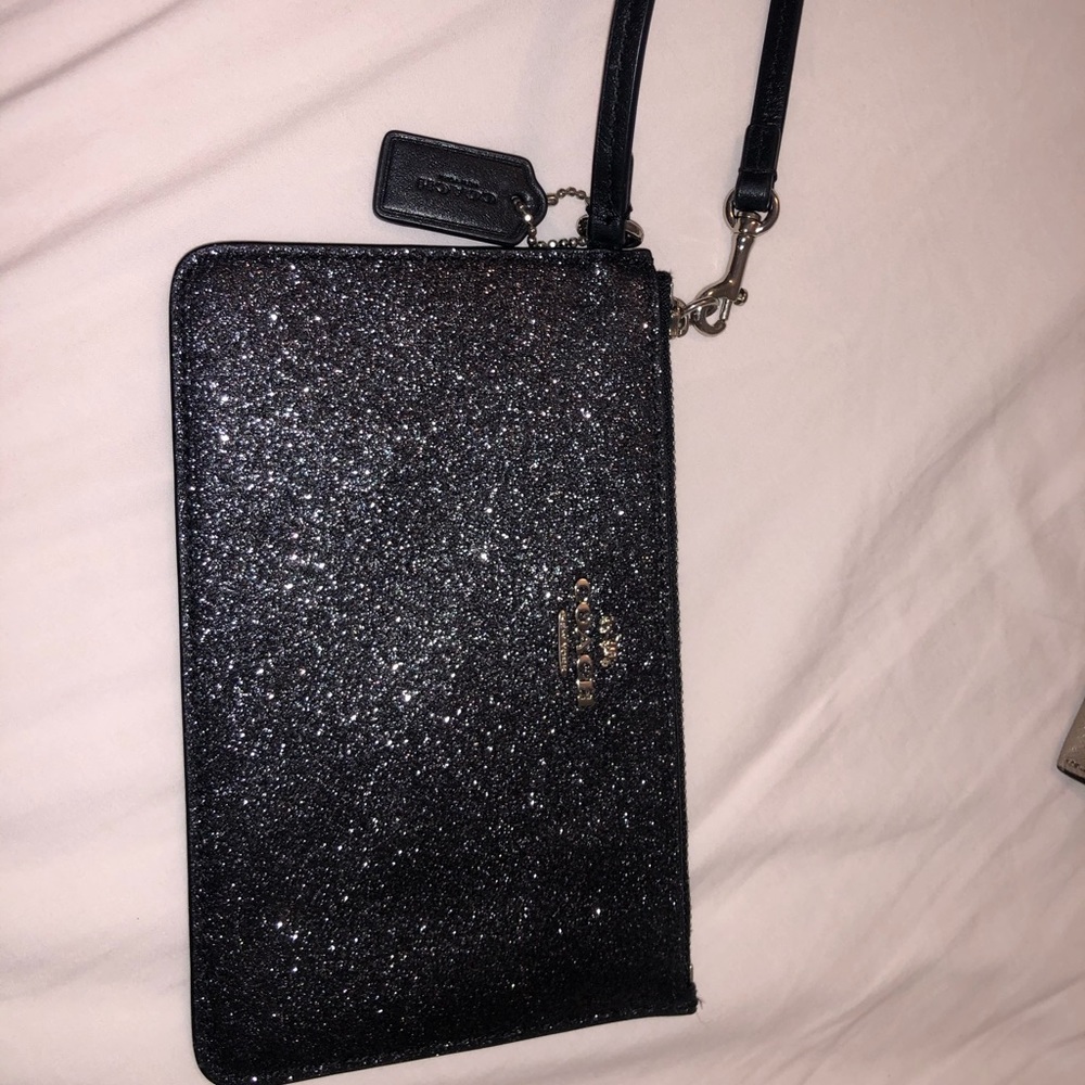 Black sparkly COACH wristlet